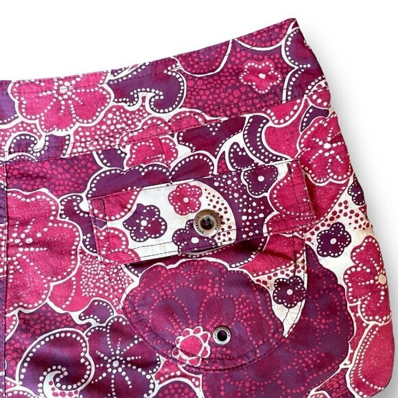 Patagonia Womens Shortie Boardie Board Shorts Sz 4 Pink Gray Floral Nylon Surf - Picture 4 of 6